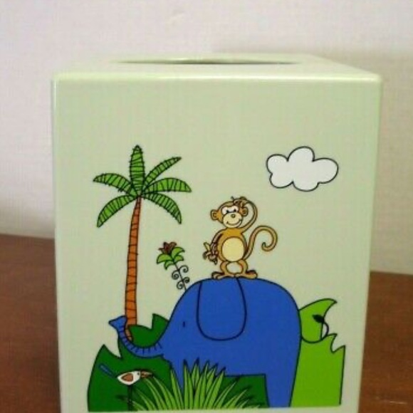 NWT Monkey Kingdom TissueBox Cover/Square Holder/Plastic Tropical Vintage RARE - Picture 3 of 7